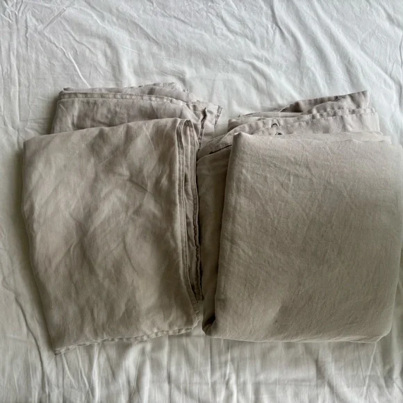 H&M Home Washed Linen Duvet Cover Set Light Gray Queen Size - Picture 4 of 5